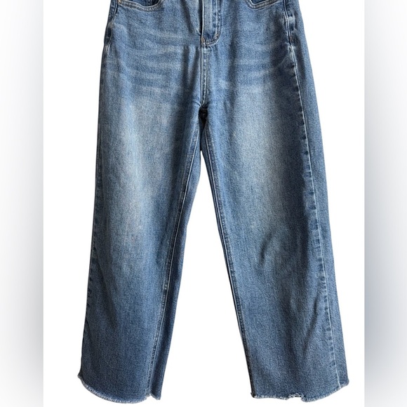 OAK + FORT Wide Leg High Rise 25” Crop Denim Jeans Size 26/Medium - Picture 4 of 10